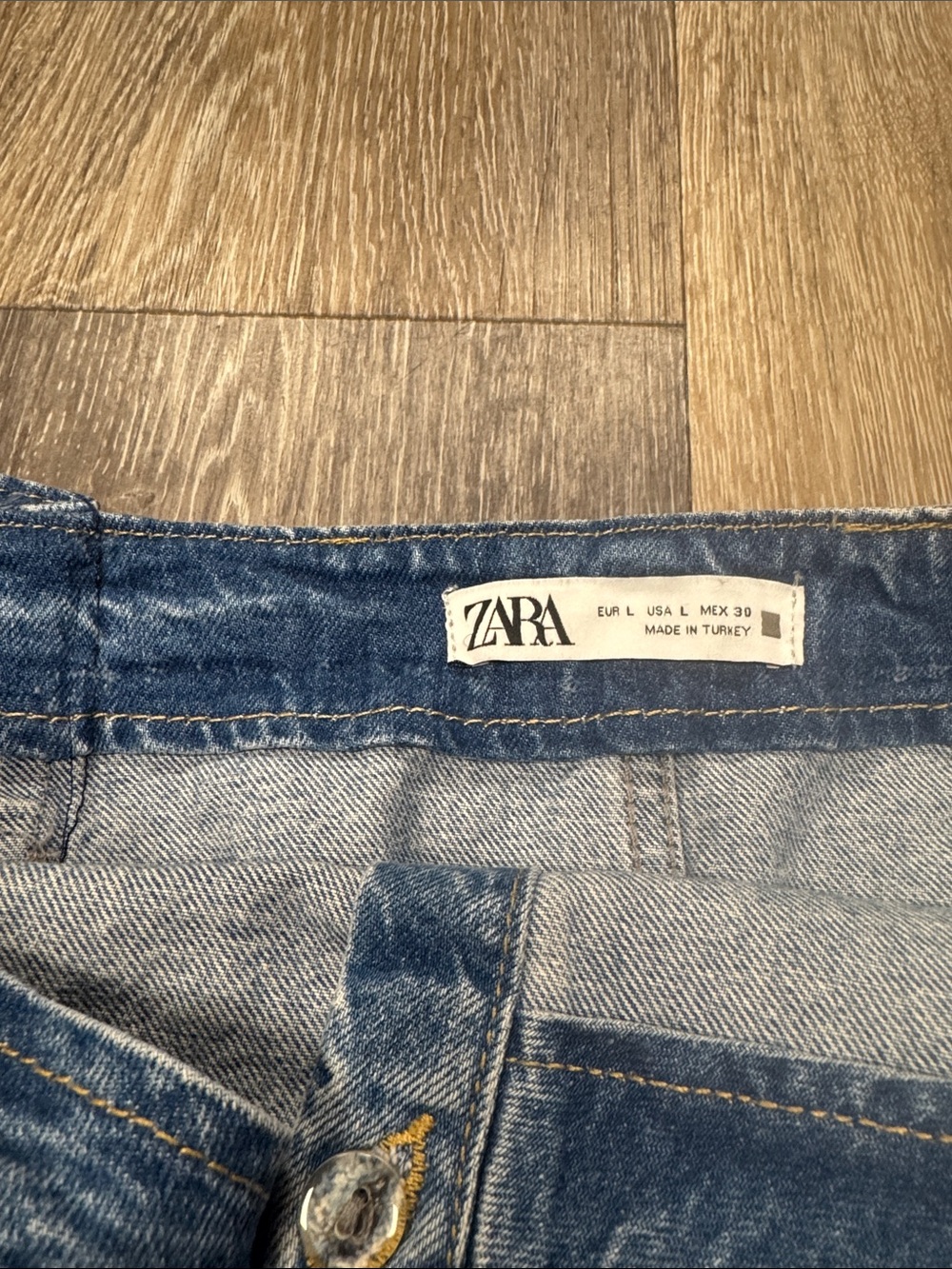 Zara Classic Blue Button-Front Denim Pencil Skirt - Picture 3 of 8
